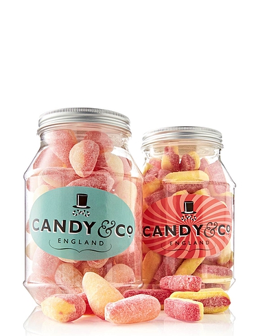 Pear Drops and Rhubarb Custard Set of 2 Traditional Sweet Jars
