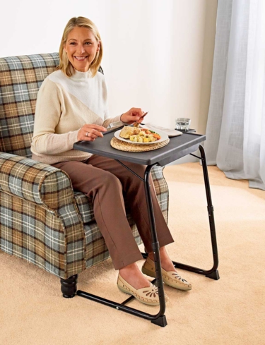 Portable Adjustable Folding Table With Cup Holder