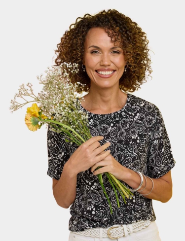 Print Shell Top With Pocket