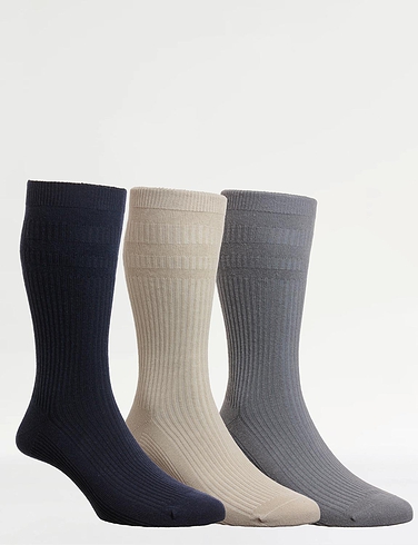 H J Hall Softop Extra Wide Fit 3 Pack Socks
